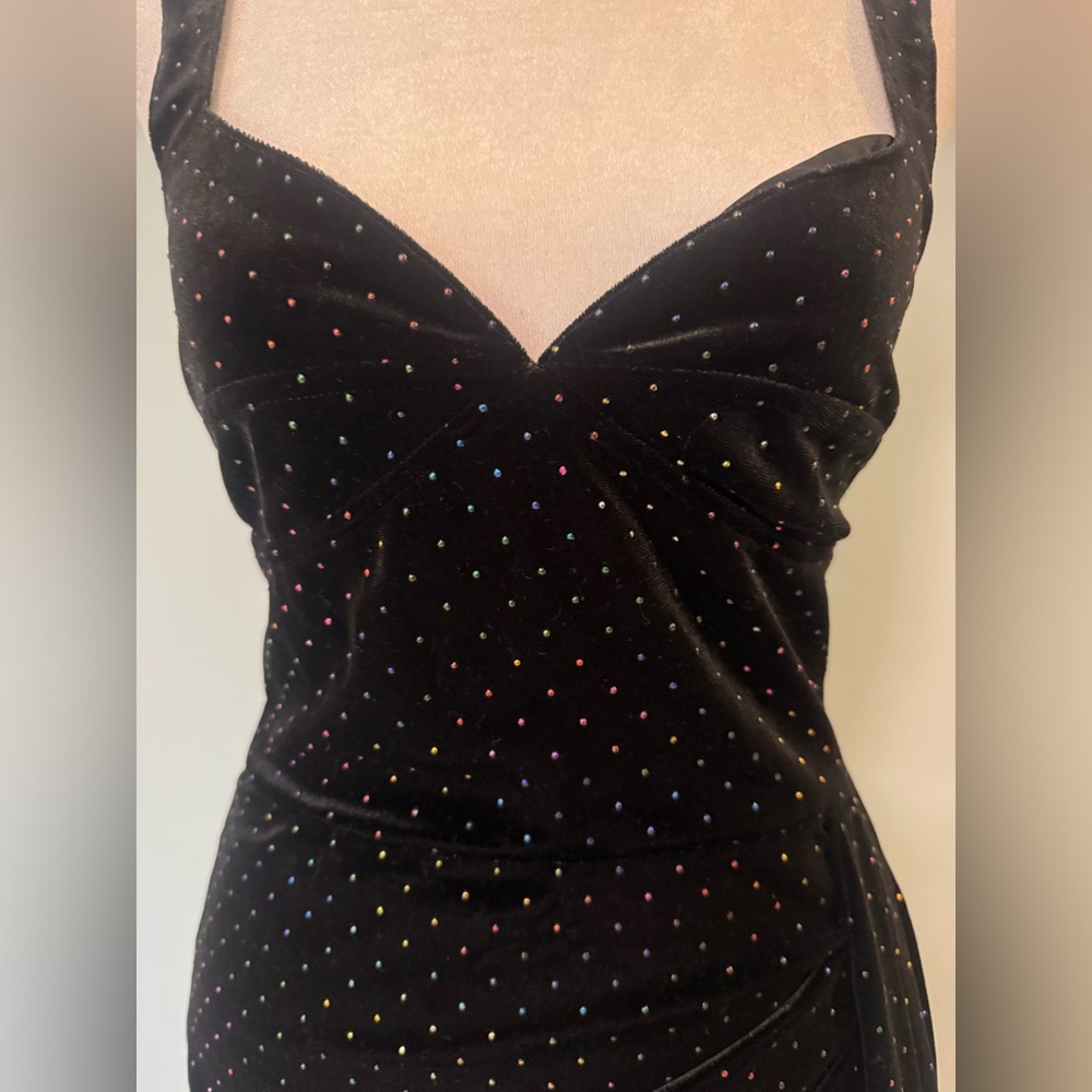 Saylor Nollie Velvet Rainbow Rhinestone Dress - size small